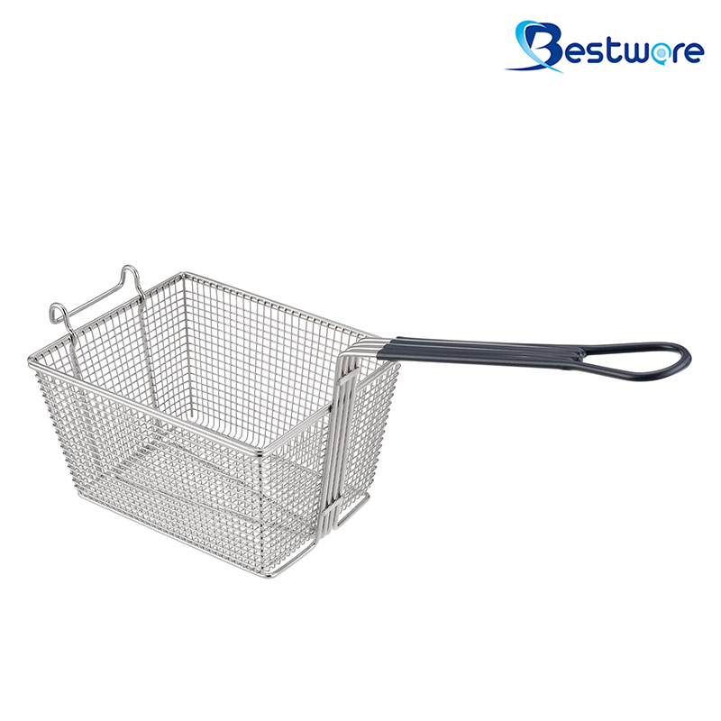 Fry Basket with Rubberized Handle - 245×195×145mm