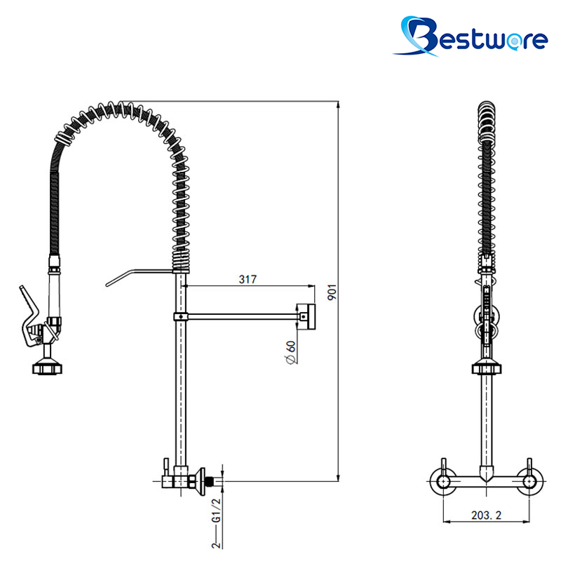 DAISY Economy - 8" Wall Mount Pre-rinse Faucet