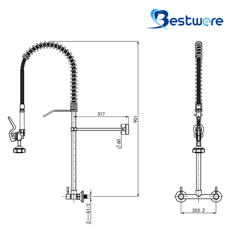 Economy - 8" Wall Mount Pre-rinse Faucet